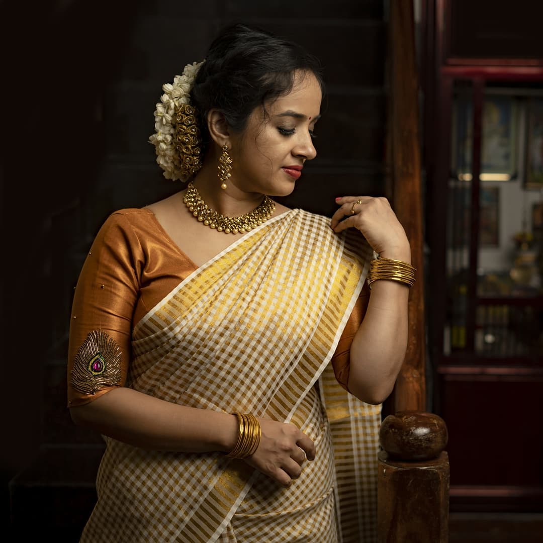 Kerala Cotton Saree with Golden Zari